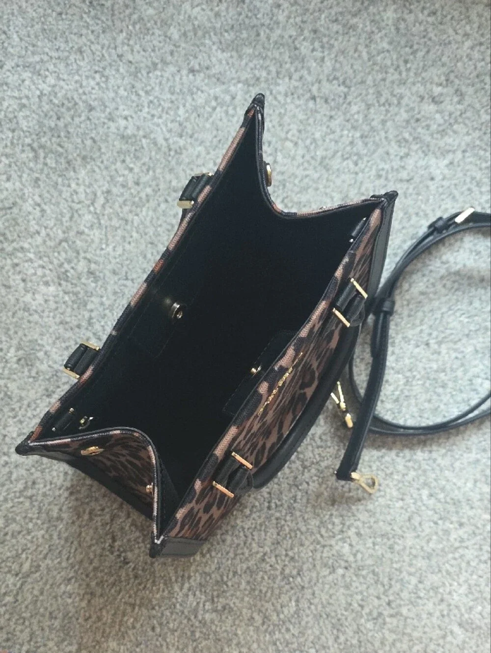 kate spade Leopard Print Crossbody Tote in Brown & Black